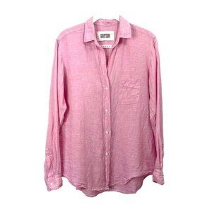 Grayson The Hero Womens Sz 4 100% Linen Button Down Shirt Top Pink Soft Luxury